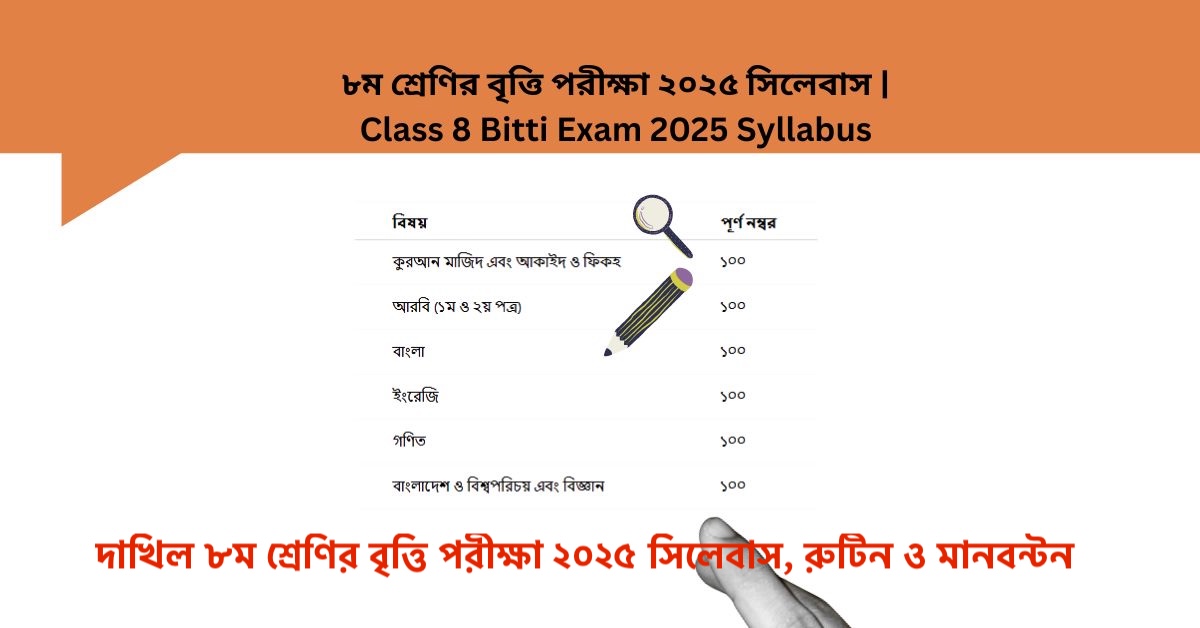 দাখিল ৮ম শ্রেণির বৃত্তি পরীক্ষা ২০২৫ সিলেবাস, রুটিন ও মানবন্টন